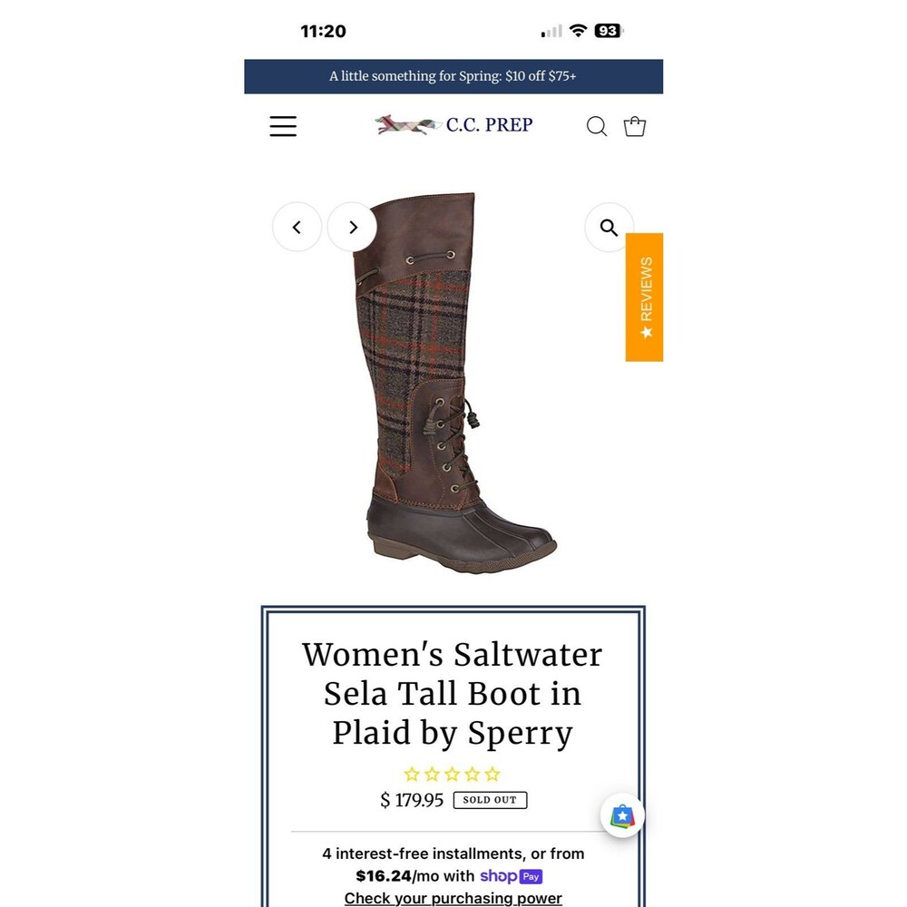 Sperry Saltwater Sela Tall Boots Sz. 8.5 Brown Wool Plaid - Picture 9 of 10